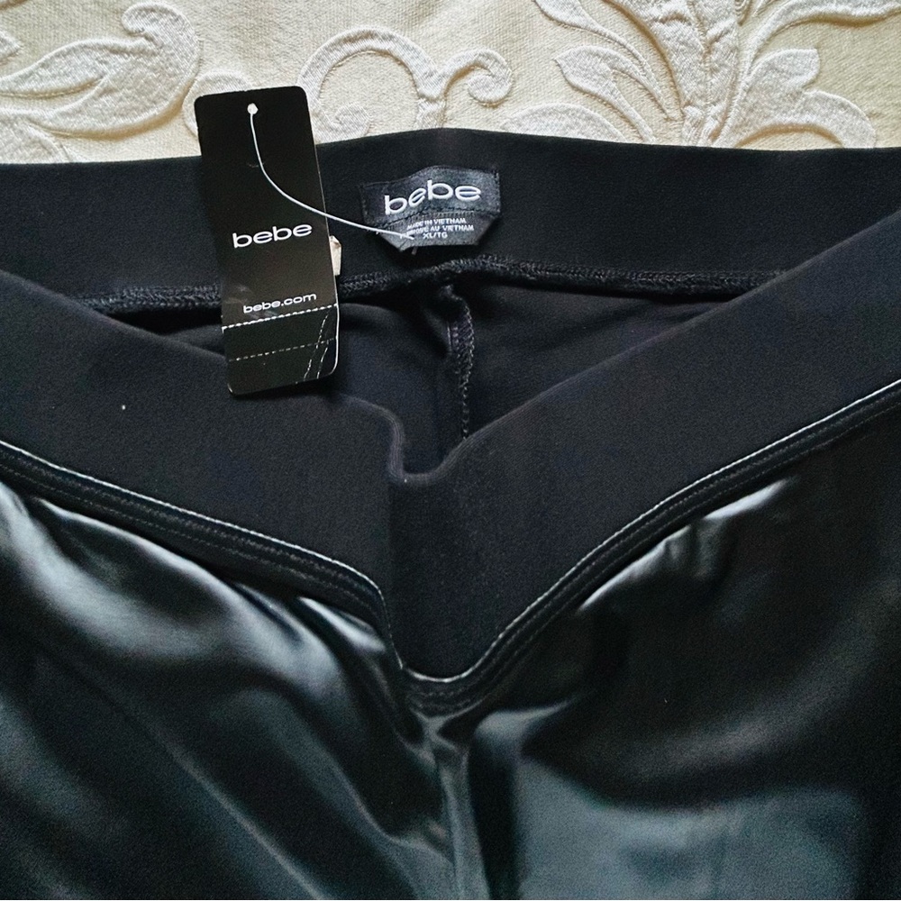 Bebe Black Leggings with Glossy Finish